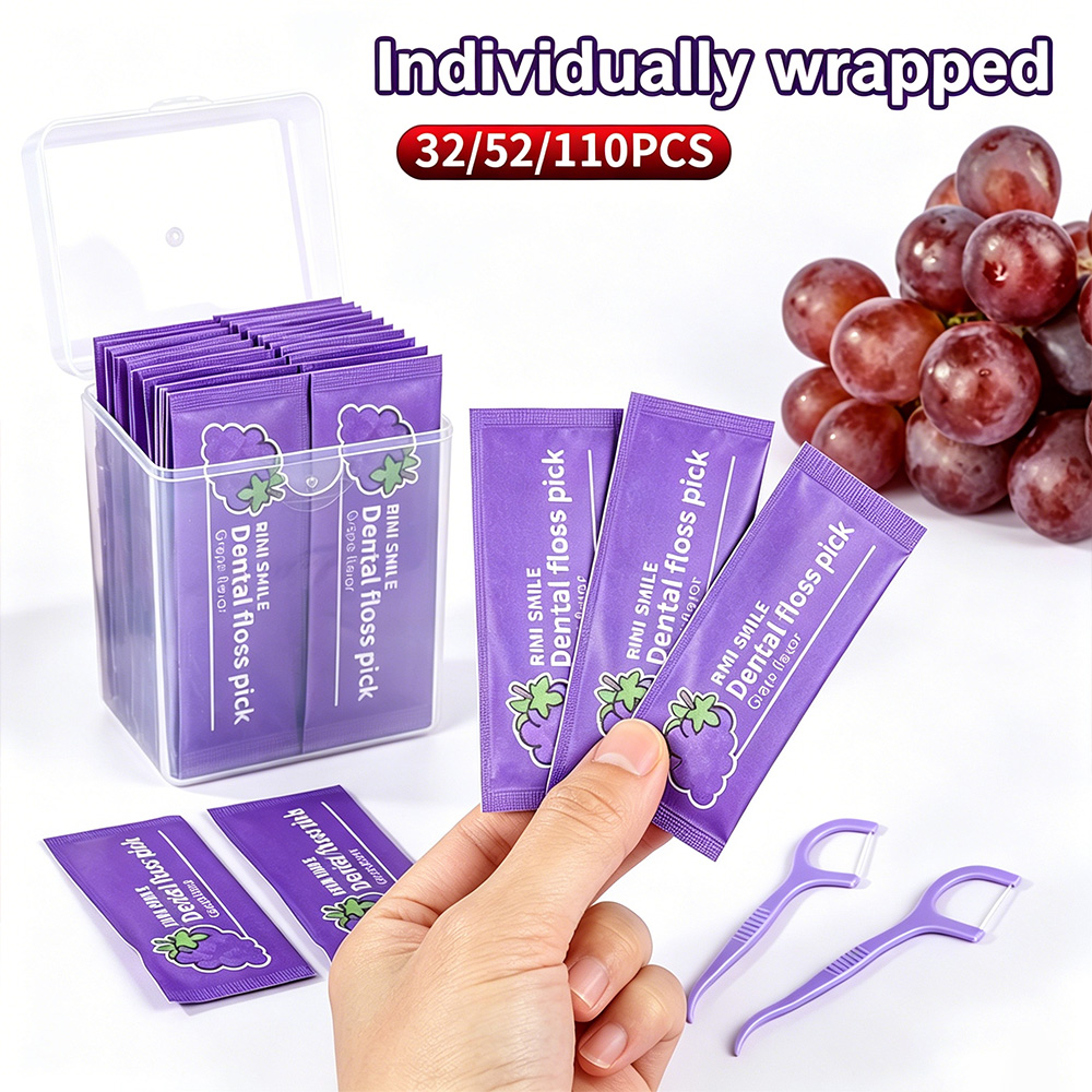 Dental Floss Picks - Tusuk Gigi Beraroma Anggur Terbungkus Individual