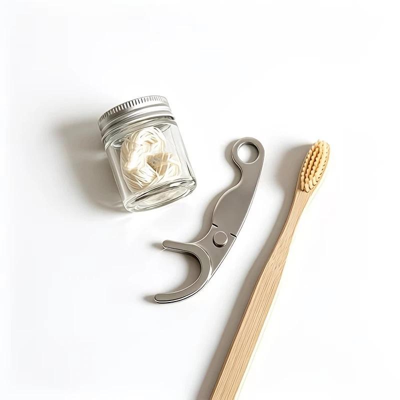 Pemegang Benang Gigi Stainless - Dental Floss Picks ulasan dan harga