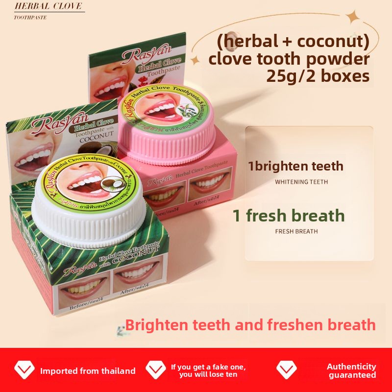 Bubuk Gigi Cengkeh/Kelapa Thai - Teeth Whitening Flash ulasan dan harga